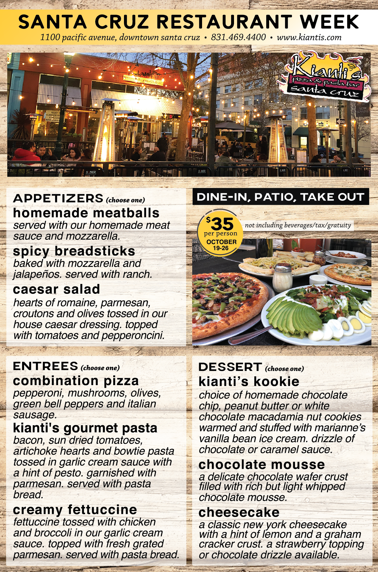 Kianti s Santa Cruz Restaurant Week